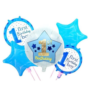 Lot de 5 ballons en aluminium pour 1er anniversaire garçon